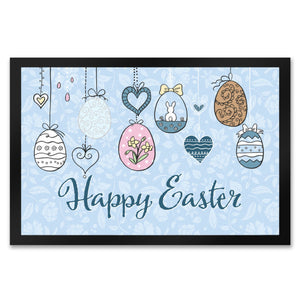 Happy Easter Ostern Fußmatte mit Ostereier-Motiv in rosa
