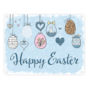 Happy Easter Ostern Metallschild mit Ostereier-Motiv in rosa