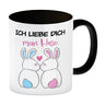 Ich liebe dich mein Hase Kaffeebecher mit küssendem Hasenpaar