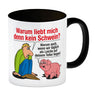 Kaffeebecher zum Thema Fleischesser und Vegetarier mit Schweine Motiv