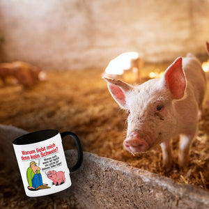 Kaffeebecher zum Thema Fleischesser und Vegetarier mit Schweine Motiv
