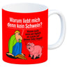 Kaffeebecher zum Thema Fleischesser und Vegetarier mit Schweine Motiv