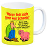 Kaffeebecher zum Thema Fleischesser und Vegetarier mit Schweine Motiv