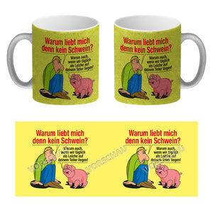 Kaffeebecher zum Thema Fleischesser und Vegetarier mit Schweine Motiv