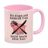 Vegetarier und Fleischesser Kaffeebecher mit Schweine Motiv in rosa