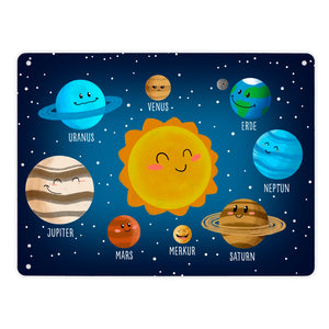 Sonnensystem Metallschild mit niedlichen Planeten