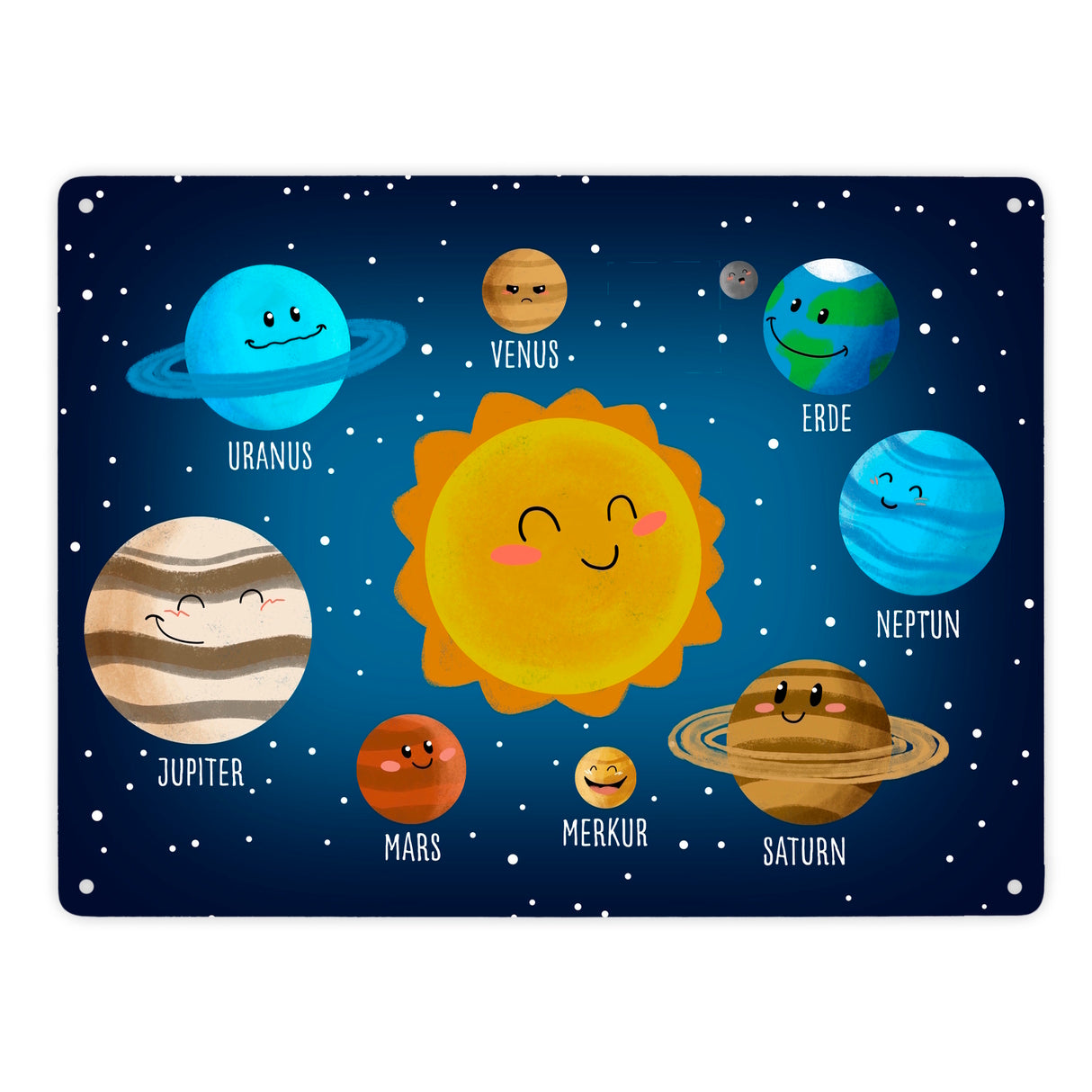 Sonnensystem Metallschild mit niedlichen Planeten
