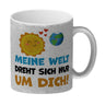 Meine Welt dreht sich nur um dich Kaffeebecher mit Sonne und Erde