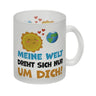 Meine Welt dreht sich nur um dich Kaffeebecher mit Sonne und Erde