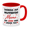 Scheiß auf Muttertag Kaffeebecher mit Herzchen-Muster für die beste Mama