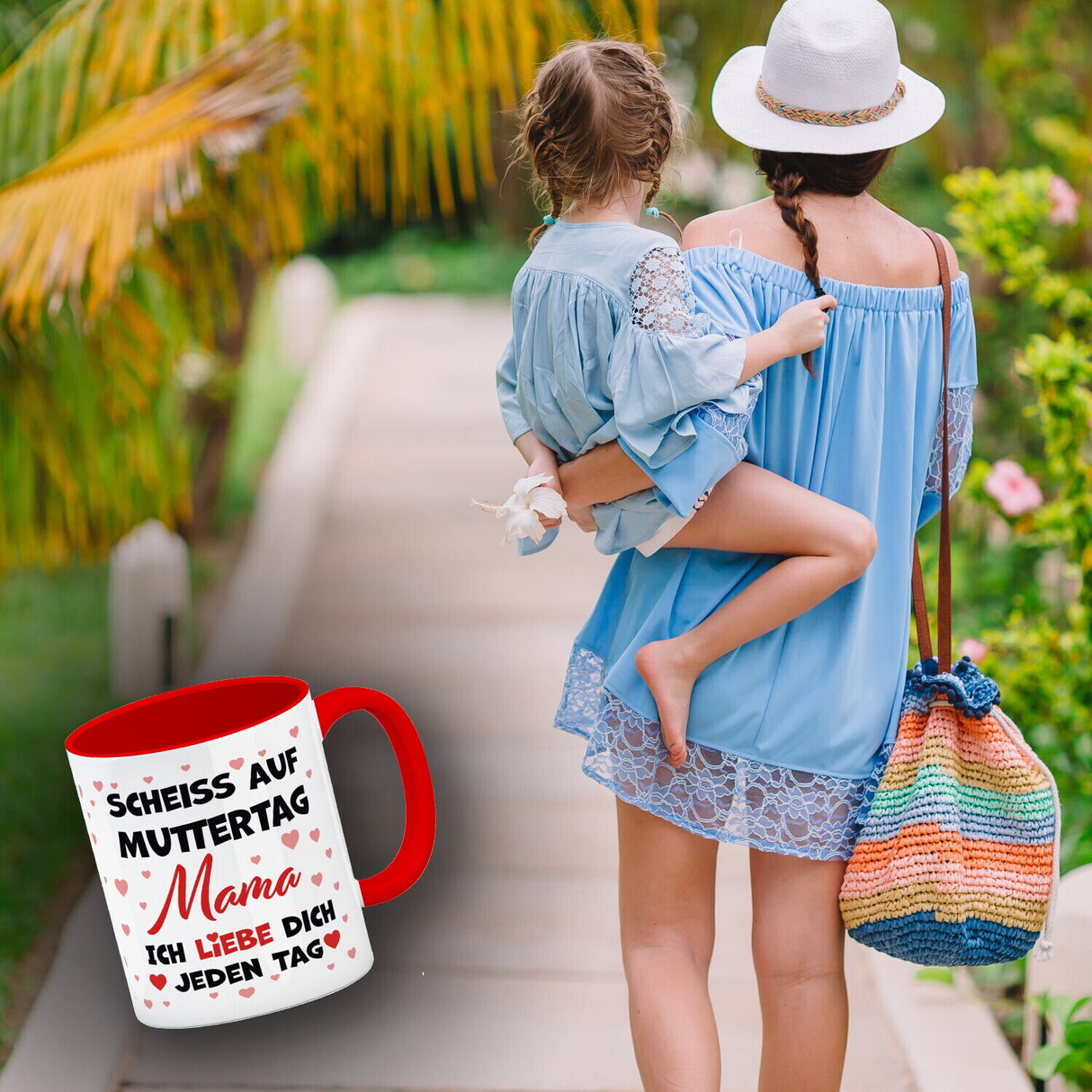 Scheiß auf Muttertag Kaffeebecher mit Herzchen-Muster für die beste Mama