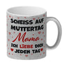 Scheiß auf Muttertag Kaffeebecher mit Herzchen-Muster für die beste Mama