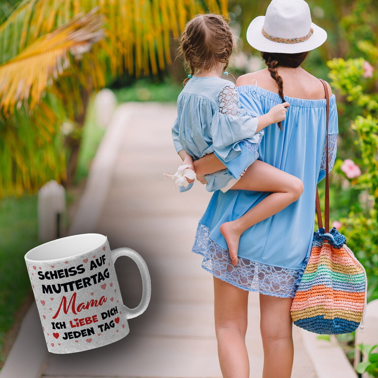 Scheiß auf Muttertag Kaffeebecher mit Herzchen-Muster für die beste Mama