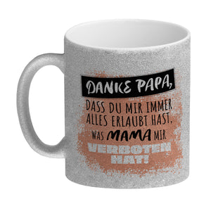 Danke Papa, ... Kaffeebecher in orange mit Spruch für den Vatertag