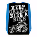 Keep calm & ride a bike Parkscheibe mit Motorrad Motiv in rot