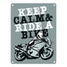 Keep calm & ride a bike Metallschild zum Thema Motorrad fahren