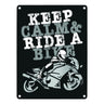 Keep calm & ride a bike Metallschild zum Thema Motorrad fahren