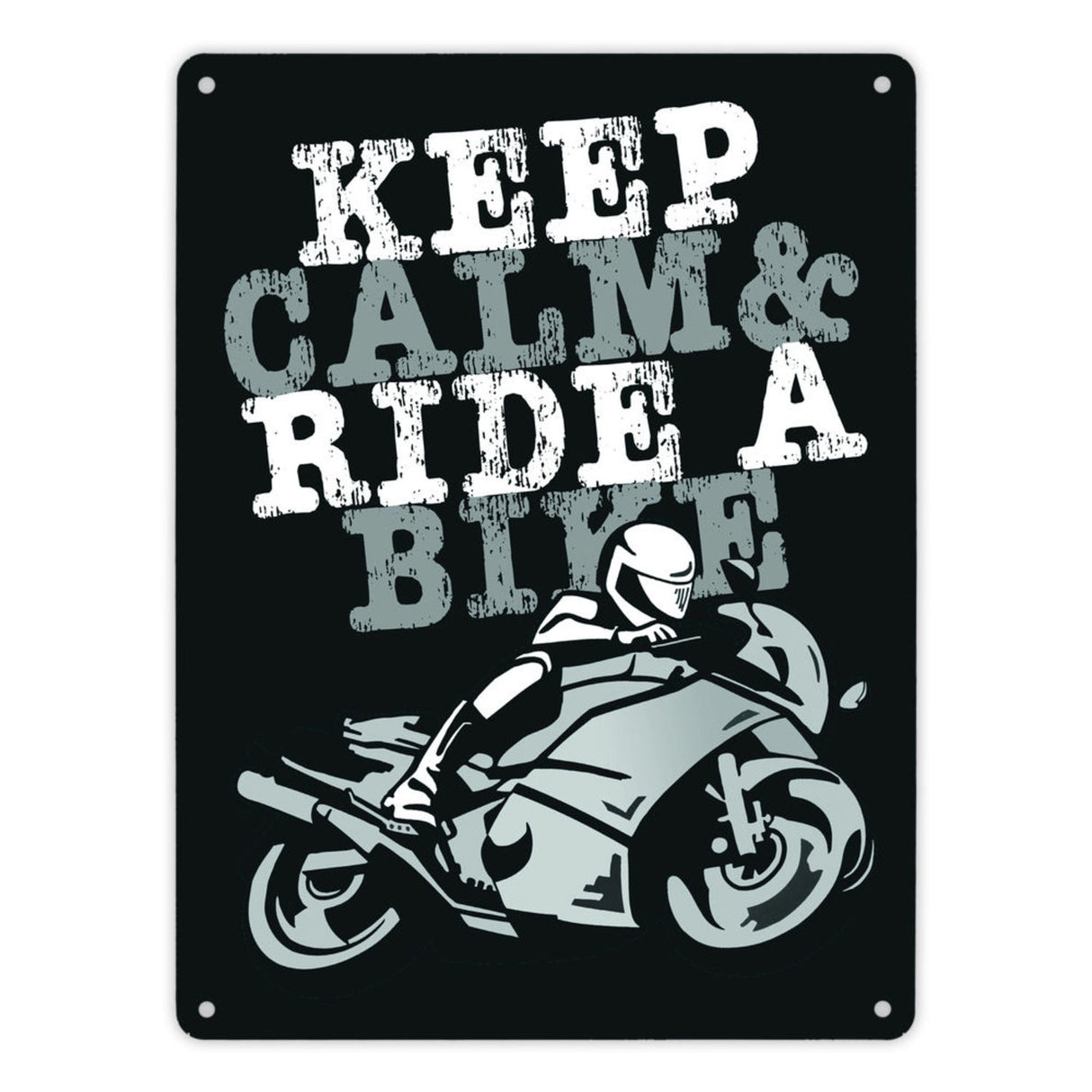 Keep calm & ride a bike Metallschild zum Thema Motorrad fahren