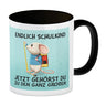 Endlich Schulkind Kaffeebecher mit niedlicher Maus und Spruch