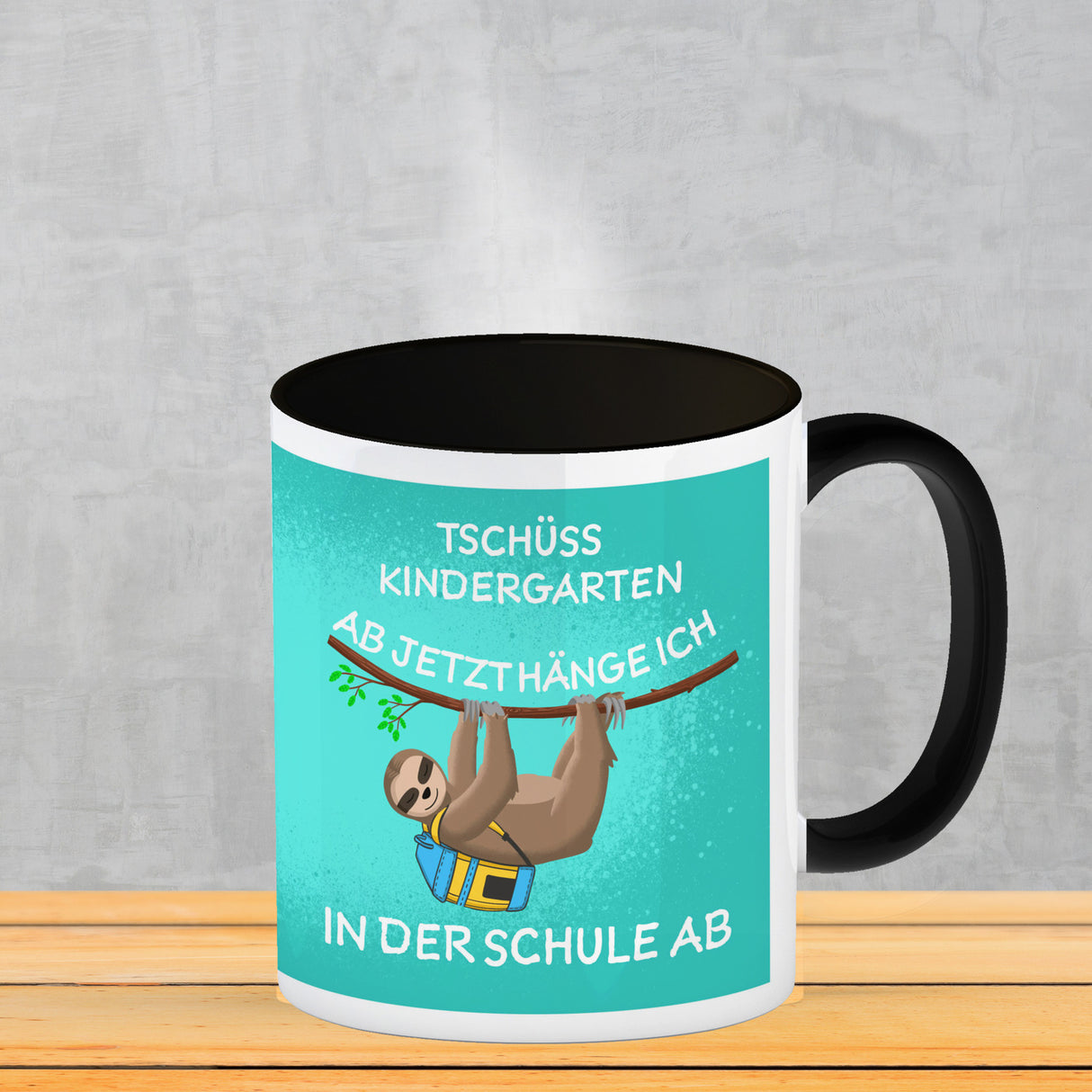 Tschüss Kindergarten... Faultier Kaffeebecher für die Einschulung