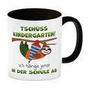 Tschüss Kindergarten Faultier Kaffeebecher für die Einschulung