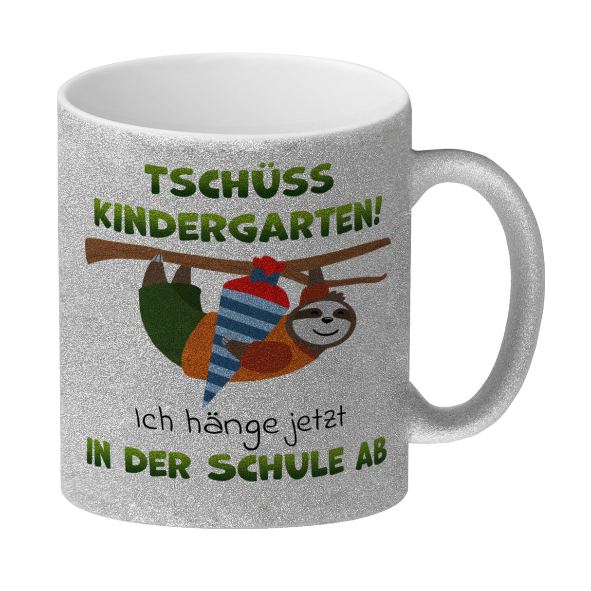 Tschüss Kindergarten Faultier Kaffeebecher für die Einschulung