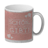 Schön, dass es dich gibt Kaffeebecher in pink mit Herzchen