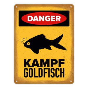 Vorsicht Goldfisch Metallschild mit Goldfisch Silhouette