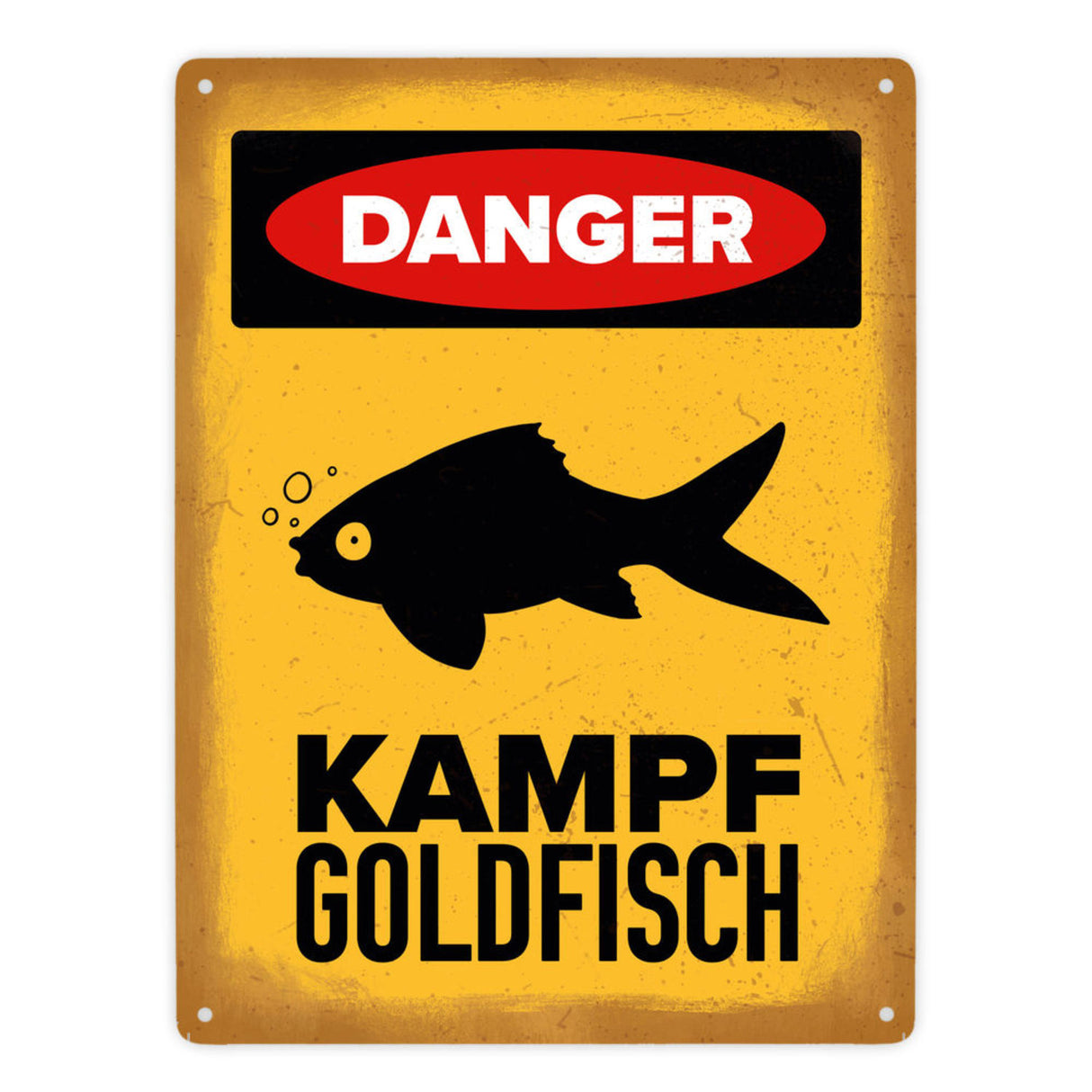Vorsicht Goldfisch Metallschild mit Goldfisch Silhouette