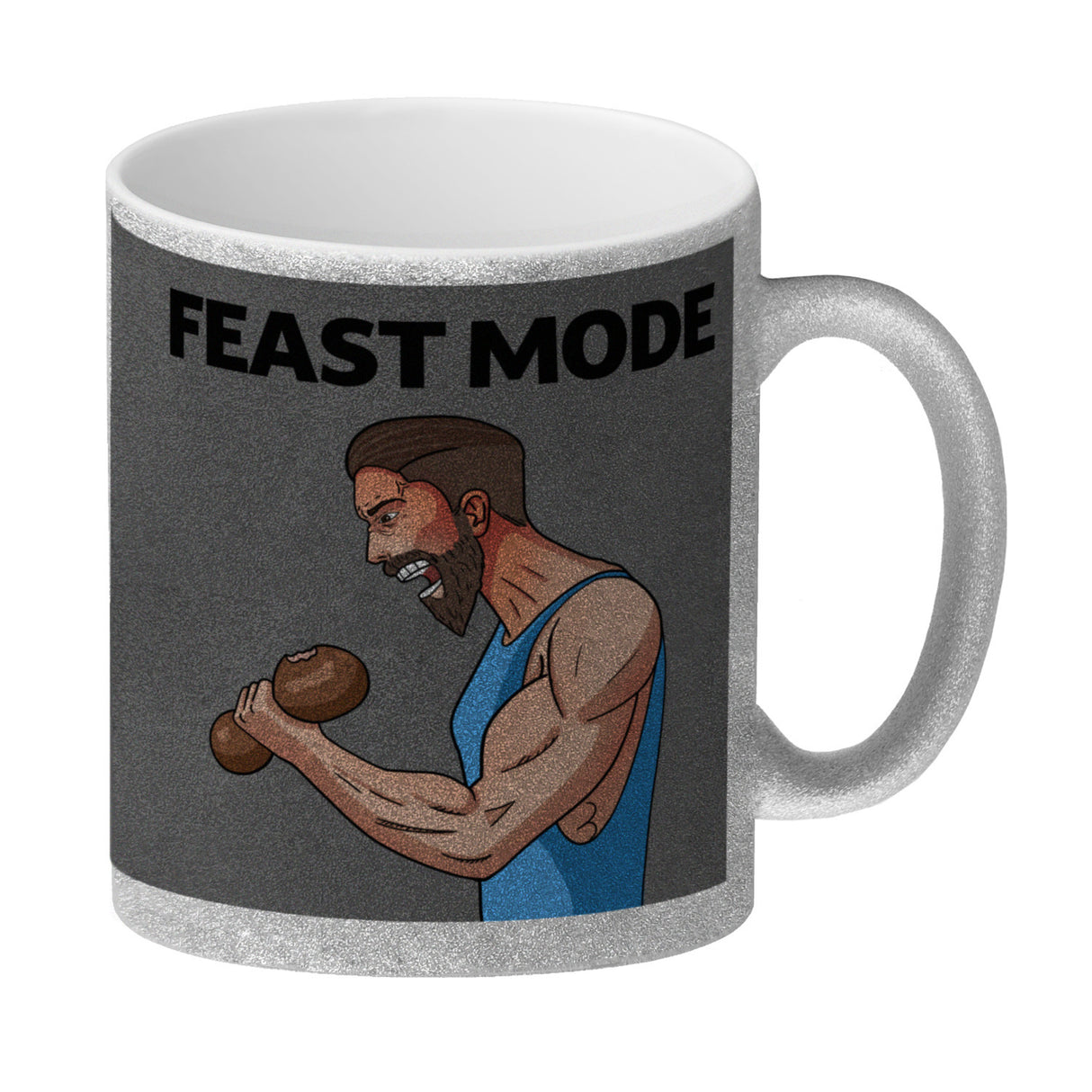 Feast Mode Kaffeebecher mit Bodybuilder Motiv