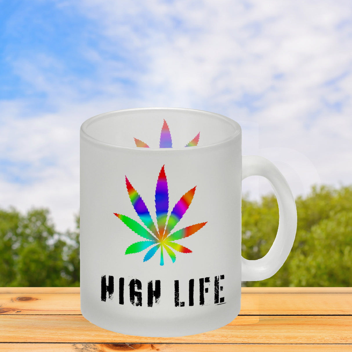 High Life Kaffeebecher mit Marihuanablatt