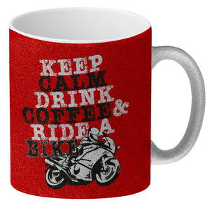 Keep calm & ride a bike Kaffeebecher zum Thema Motorrad fahren