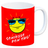 Geniesse den Tag! Kaffeebecher mit strahlender Sonne