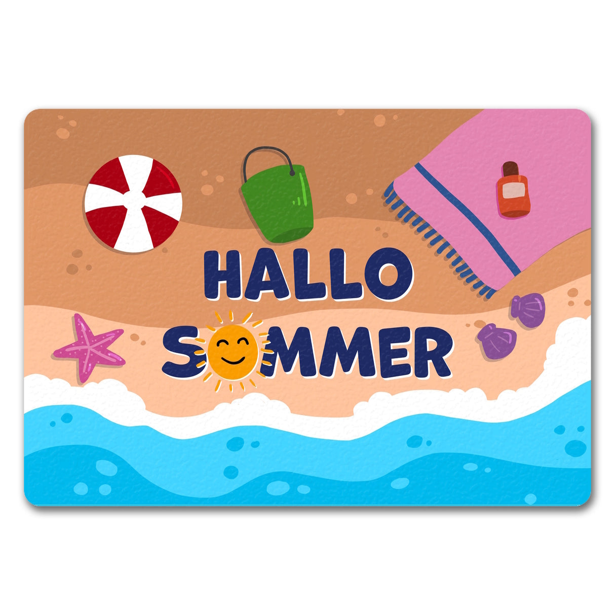 Hallo Sommer Fußmatte mit Strandmotiv