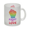 Fight for Love Kaffeebecher mit Faust in Regenbogenfarben