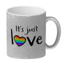 It's just love Kaffeebecher mit Herz in Regenbogenfarben