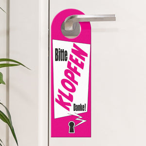 Bitte nicht stören oder klopfen Türhänger mit Schlüsselloch Motiv in pink