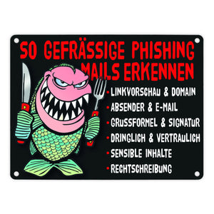 Phishing Mails Metallschild zum Thema Phishing Mails erkennen