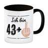 Witziger Kaffeebecher für den 44. Geburtstag mit Motiv: Mittelfinger