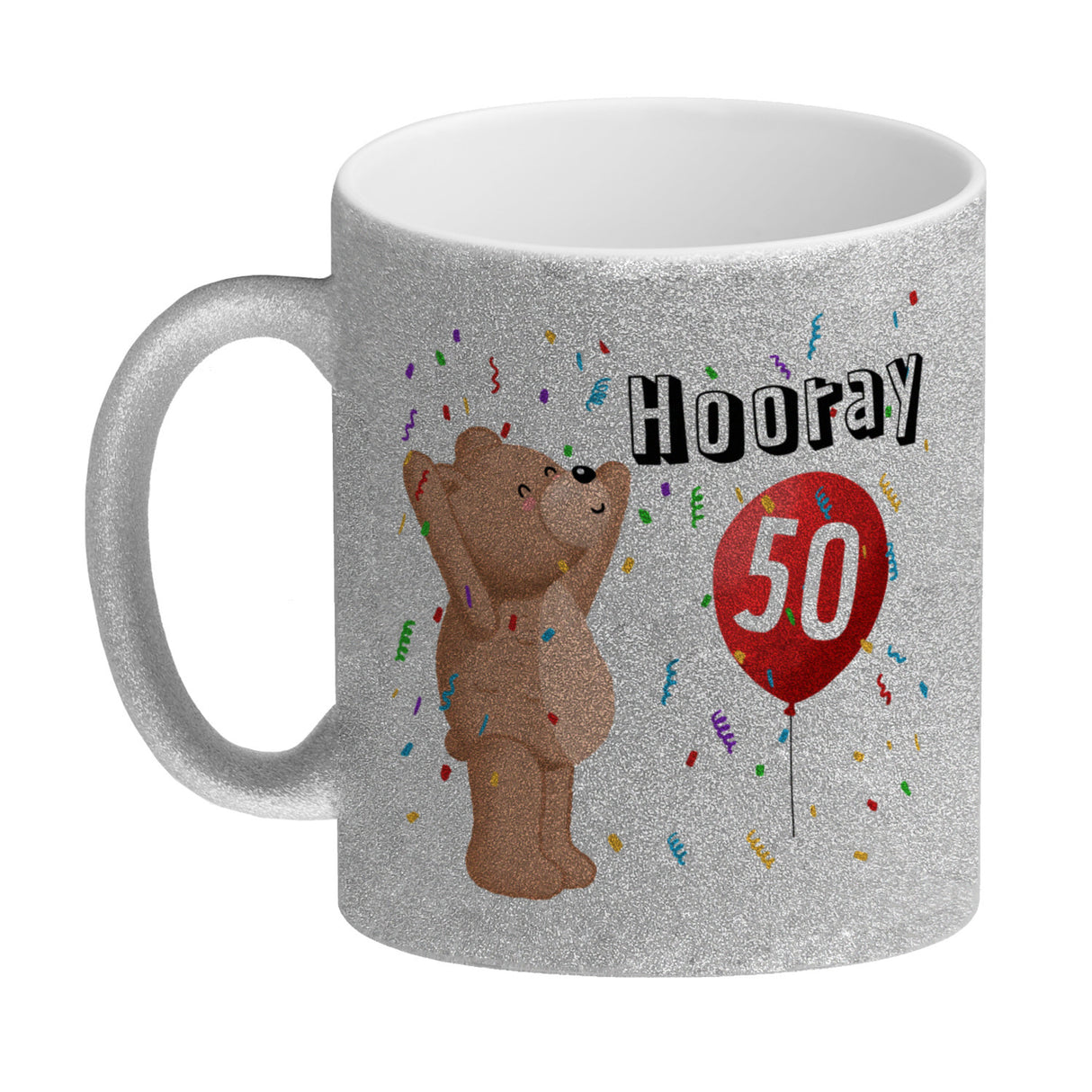 Witziger Kaffeebecher für den 50. Geburtstag mit Motiv: Hooray