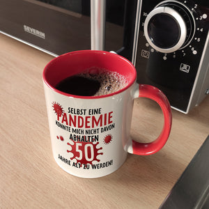 Witziger Kaffeebecher für den 50. Geburtstag mit Motiv: Pandemie