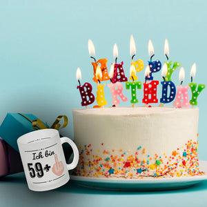 Witziger Kaffeebecher für den 60. Geburtstag mit Motiv: Mittelfinger