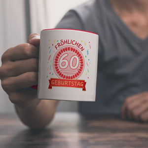 Witziger Kaffeebecher für den 60. Geburtstag mit Motiv: Torte