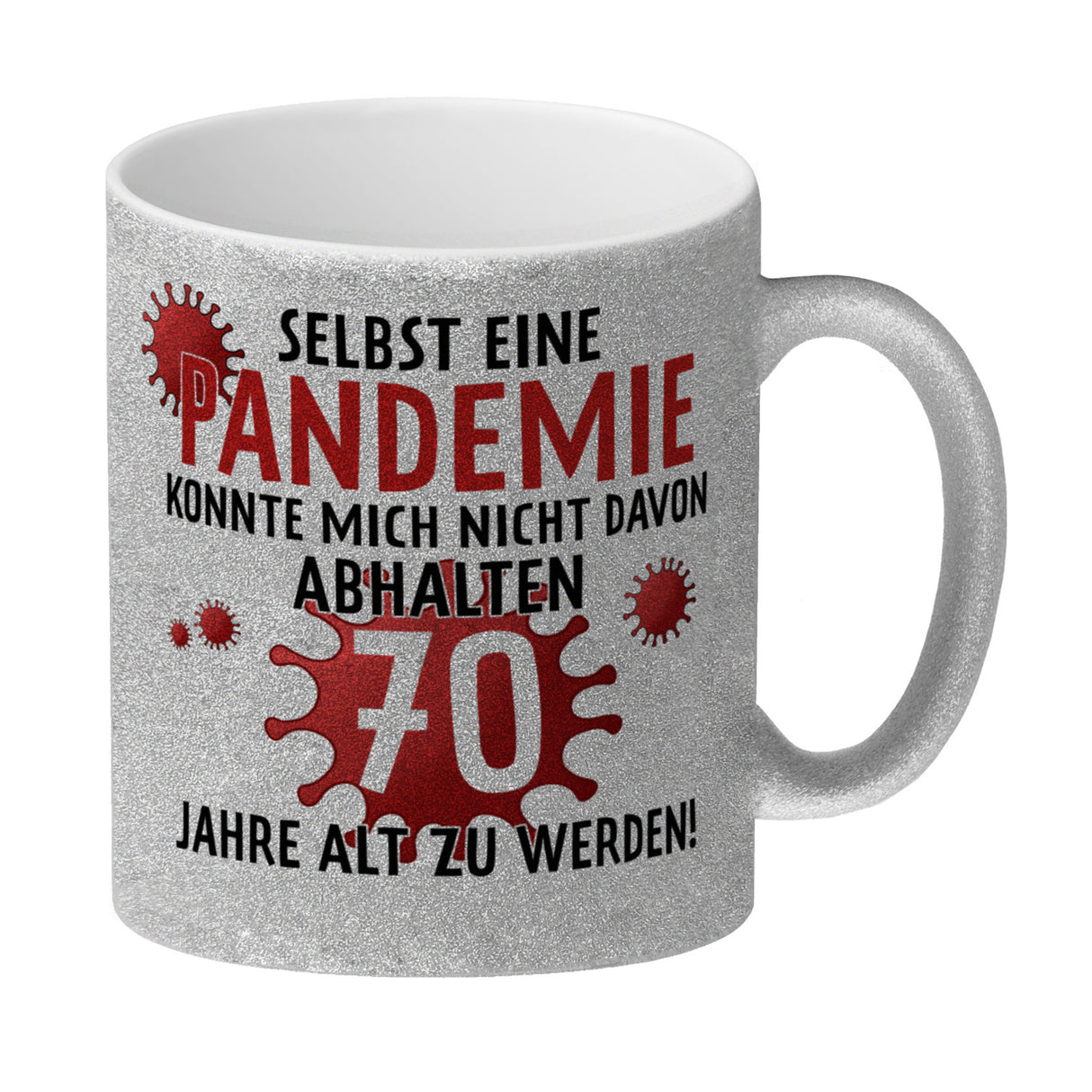Witziger Kaffeebecher für den 70. Geburtstag mit Motiv: Pandemie