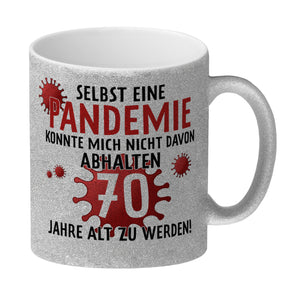 Witziger Kaffeebecher für den 70. Geburtstag mit Motiv: Pandemie