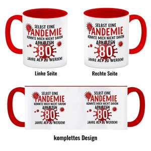 Witziger Kaffeebecher für den 80. Geburtstag mit Motiv: Pandemie