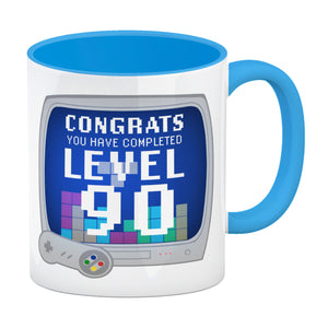 Witziger Kaffeebecher für den 90. Geburtstag mit Motiv: Gamer