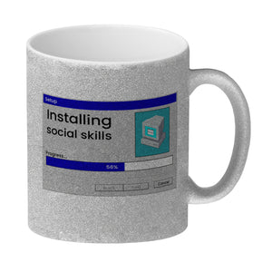 Installing social skills Kaffeebecher mit Computer Motiv