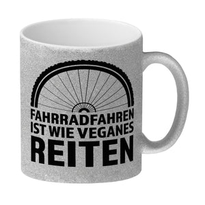 Fahrradfahren ist wie veganes Reiten Kaffeebecher für Radler