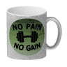 No pain no gain Fitness Kaffeebecher mit Hantel